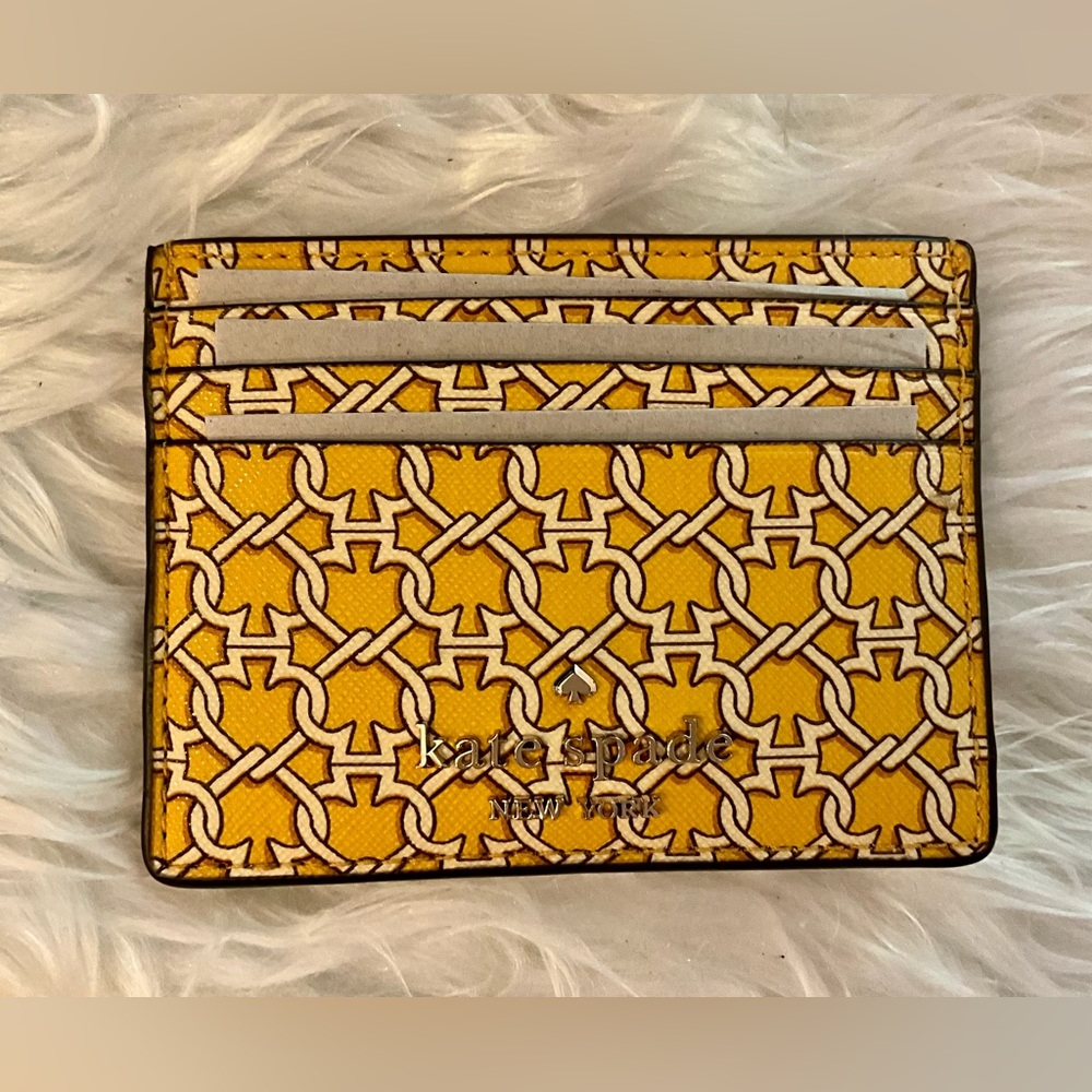 NWT MSRP $69 Kate Spade Link Yellow Multi Slim Card Holder